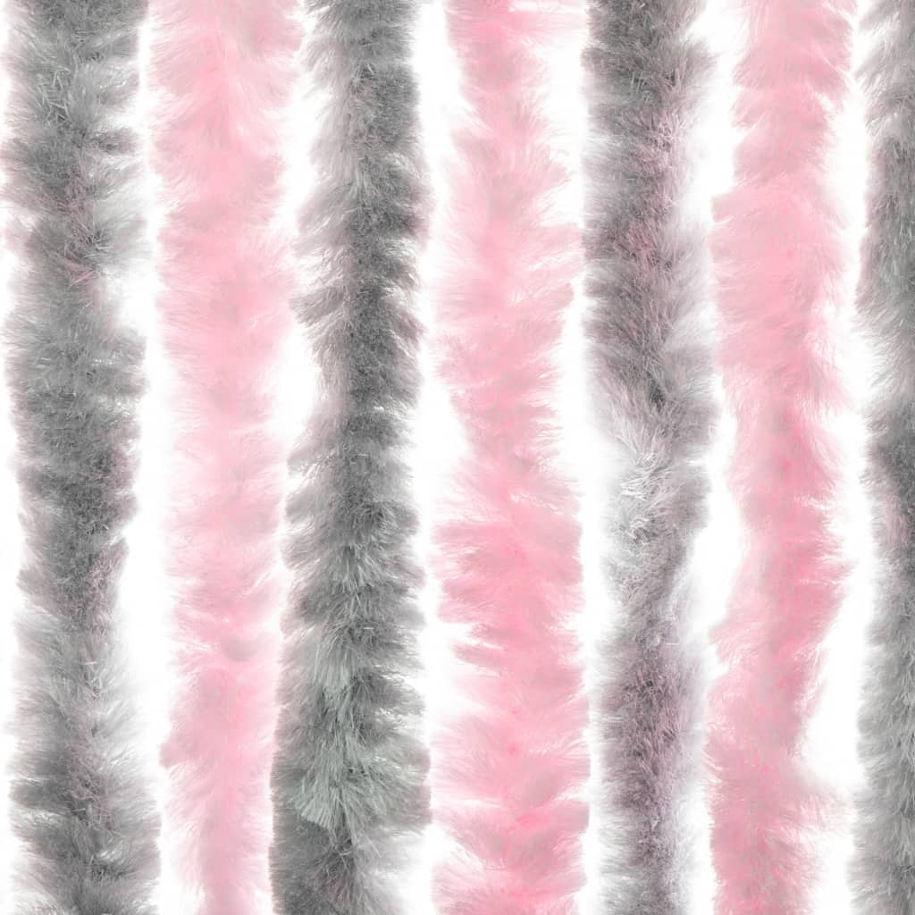 vidaXL kukaiņu aizkars, pelēks un rozā, 100x200 cm, šenils