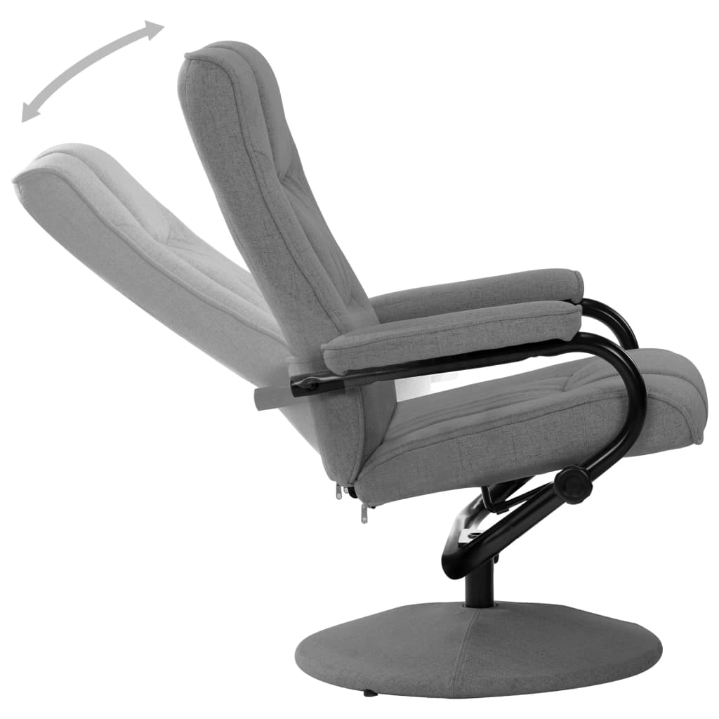 vidaXL krēsls ar kāju balstu, gaiši pelēks audums