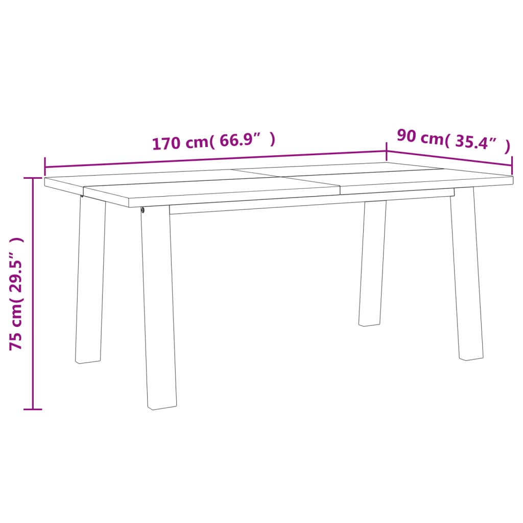 vidaXL virtuves galds, 170x90 cm, akācijas masīvkoks