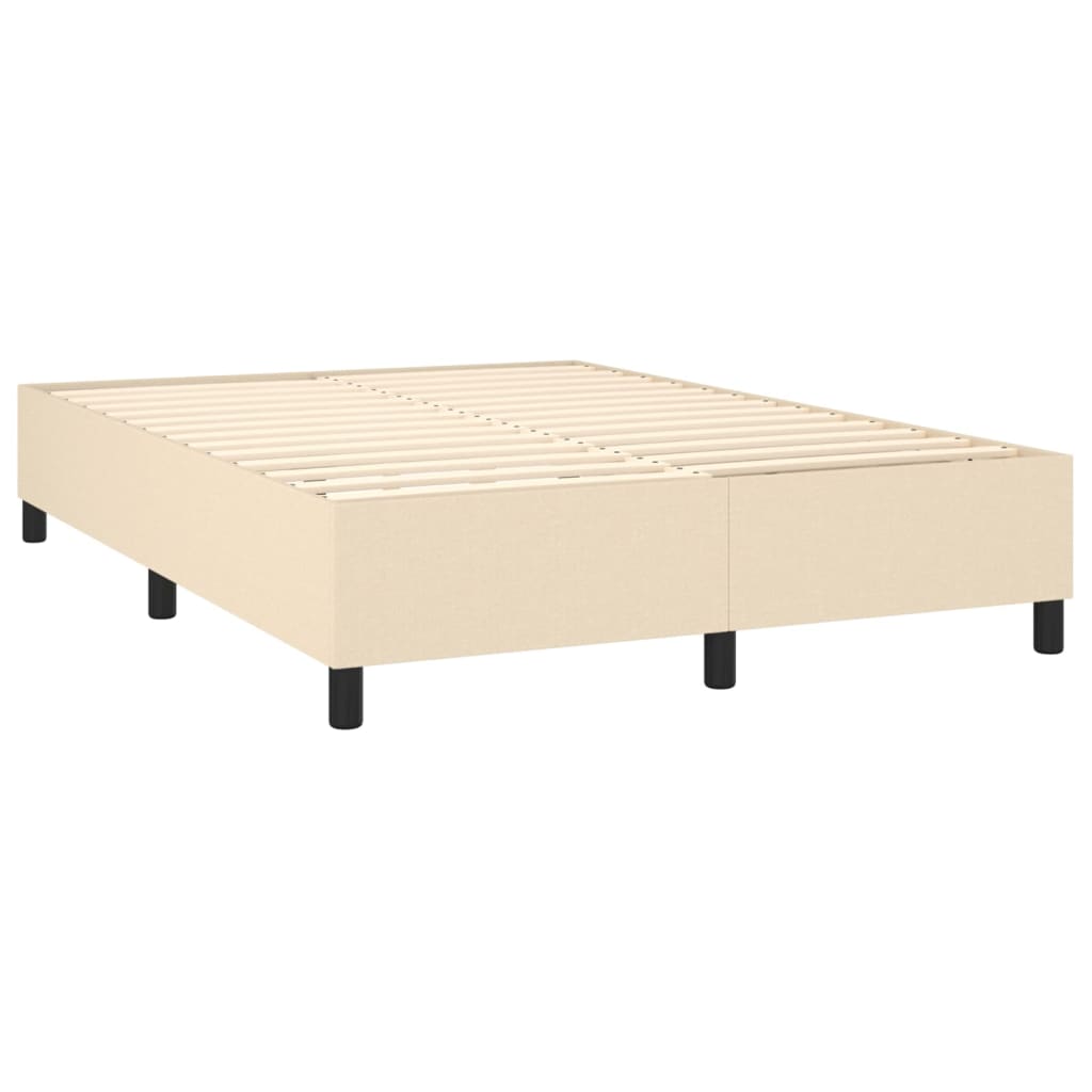 vidaXL atsperu gulta ar matraci, LED, krēmkrāsas audums, 140x200 cm