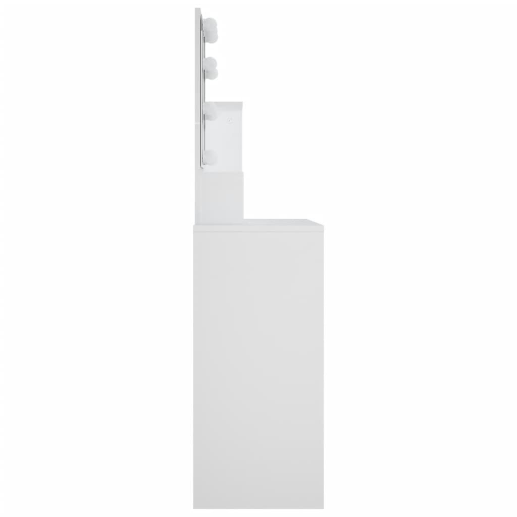 vidaXL spoguļgaldiņš ar LED, balts, 86,5x35x136 cm