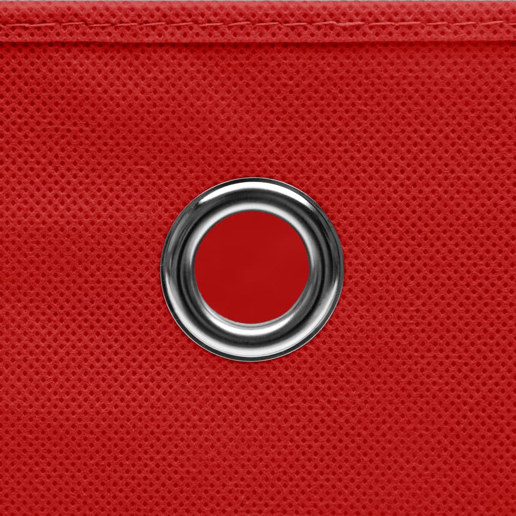 vidaXL uzglabāšanas kastes ar vāku, 10 gab., sarkanas, 28x28x28 cm