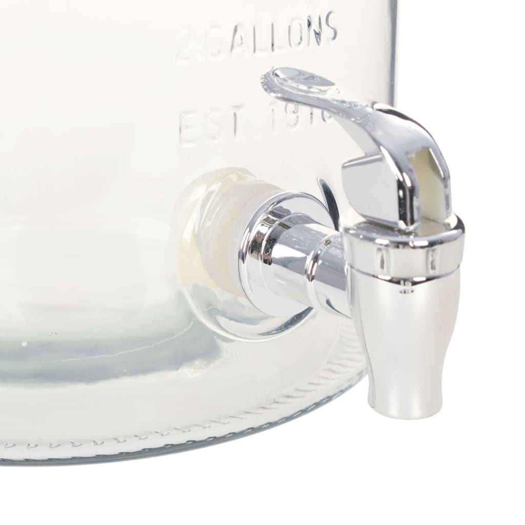 vidaXL ūdens dispensers ar krānu, XXL, caurspīdīgs, 8 L, stikls
