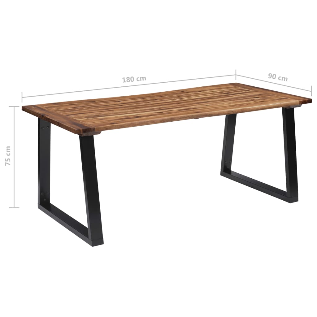 vidaXL virtuves galds, 180x90 cm, akācijas masīvkoks