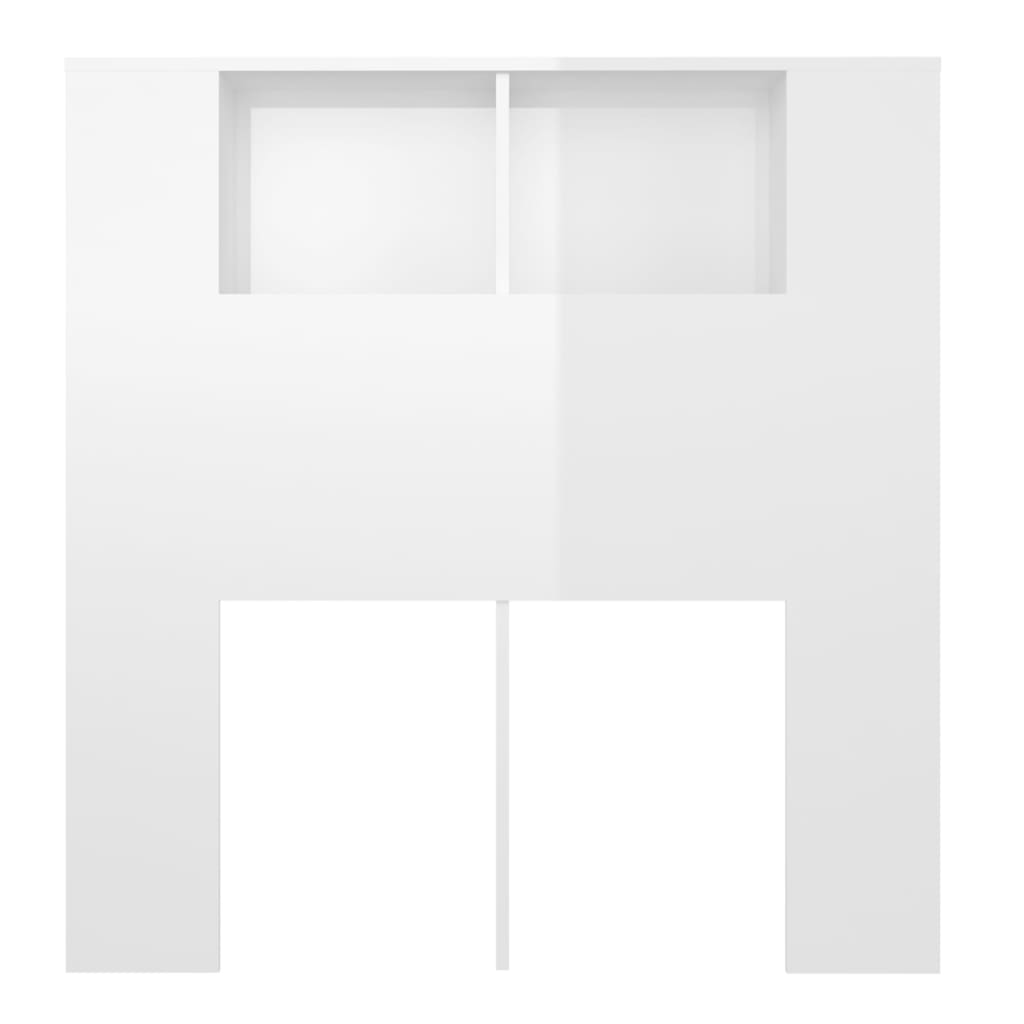vidaXL gultas galvgalis ar plauktu, spīdīgi balts, 100x18,5x104,5 cm