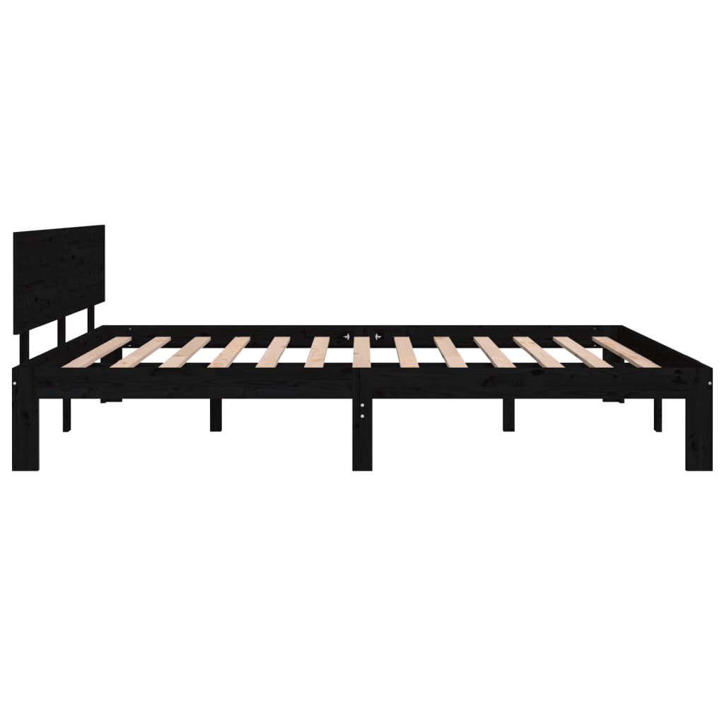 vidaXL gultas rāmis, melns, priedes masīvkoks, 160x200 cm