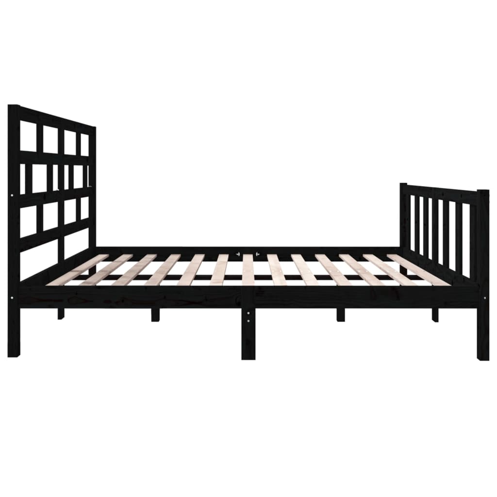 vidaXL gultas rāmis, melns, priedes masīvkoks, 135x190 cm, divvietīgs