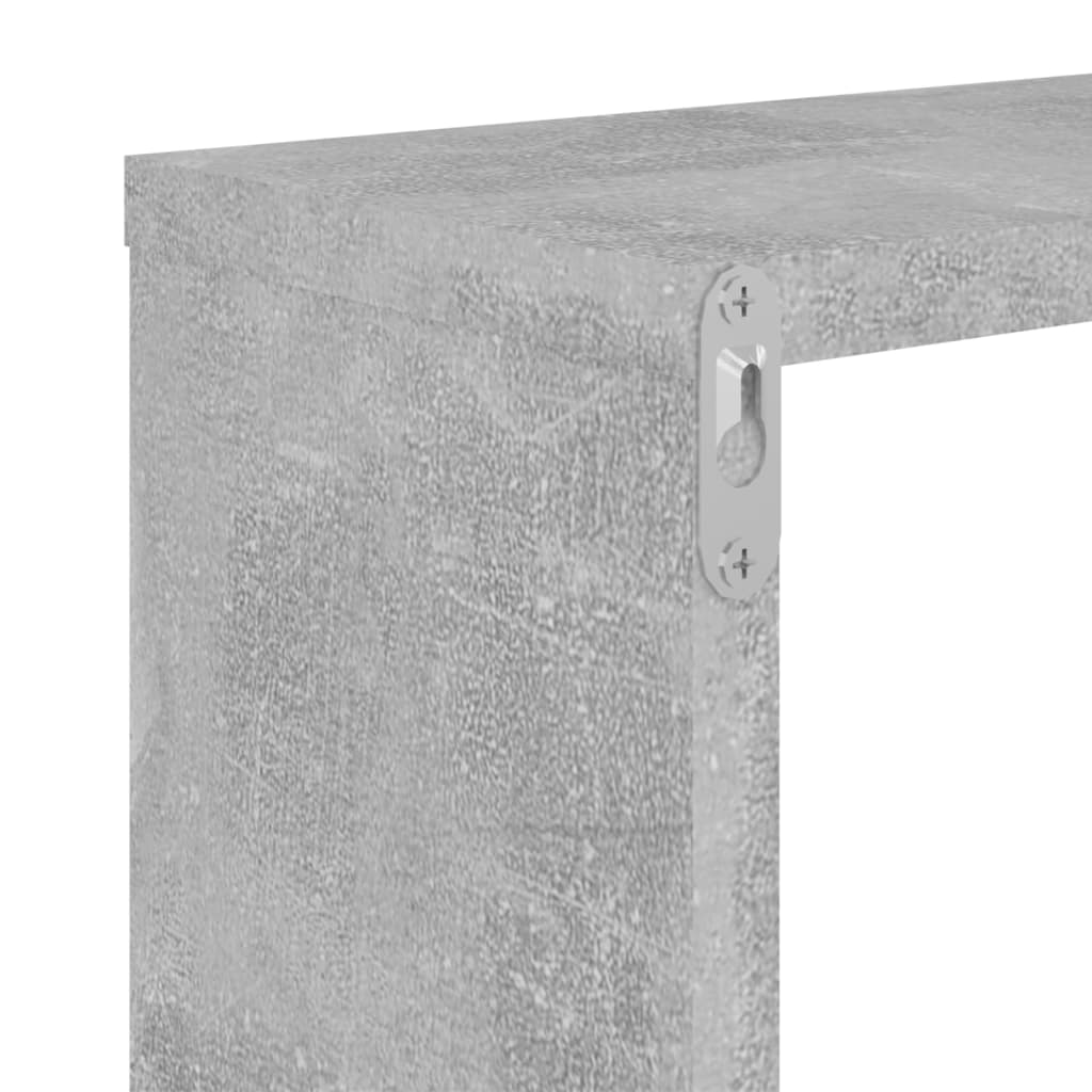 vidaXL sienas plaukti, 2 gab., 50x15x50 cm, betonpelēki, skaidu plātne