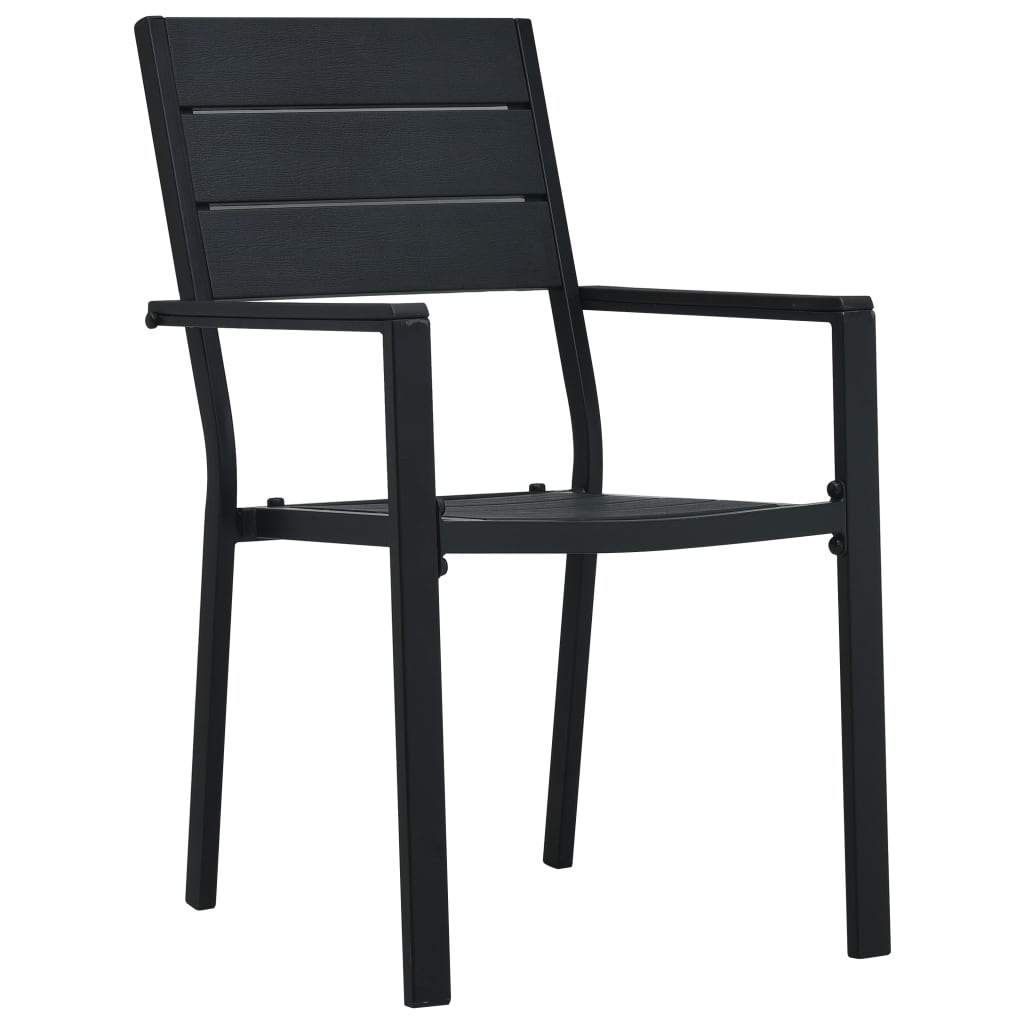 vidaXL dārza krēsli, 4 gab., koka imitācija, melns HDPE