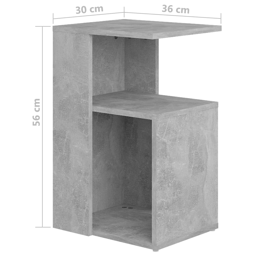 vidaXL galdiņš, betona pelēks, 36x30x56 cm, skaidu plāksne