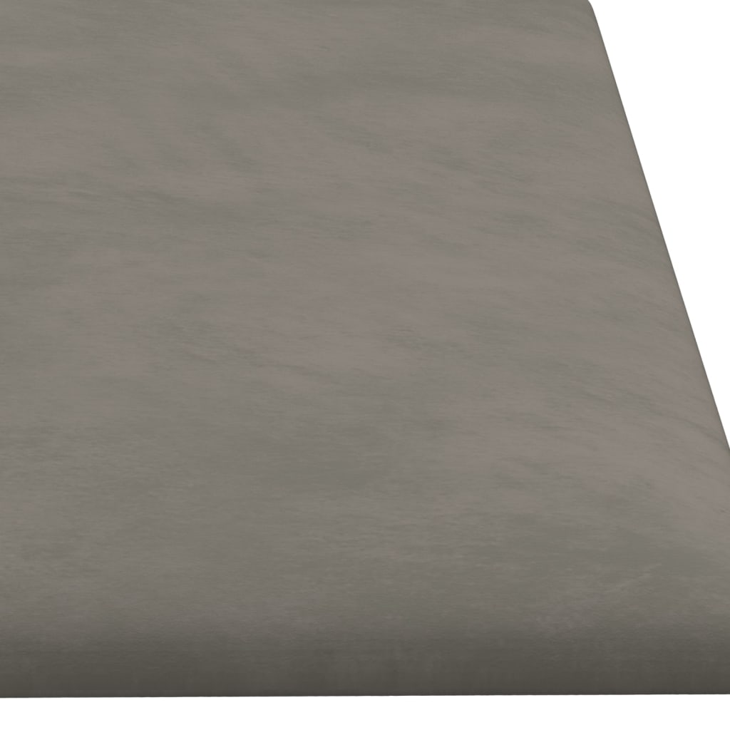 vidaXL sienas paneļi, 12 gab., gaiši pelēki, 60x15 cm, samts, 1,08 m²