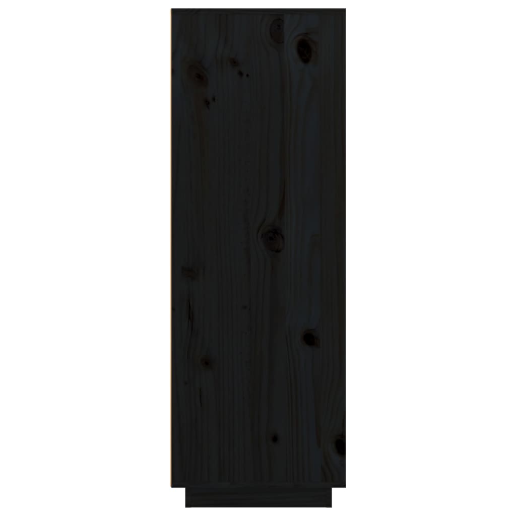 vidaXL augstais skapītis, melns, 89x40x116,5 cm, priedes masīvkoks