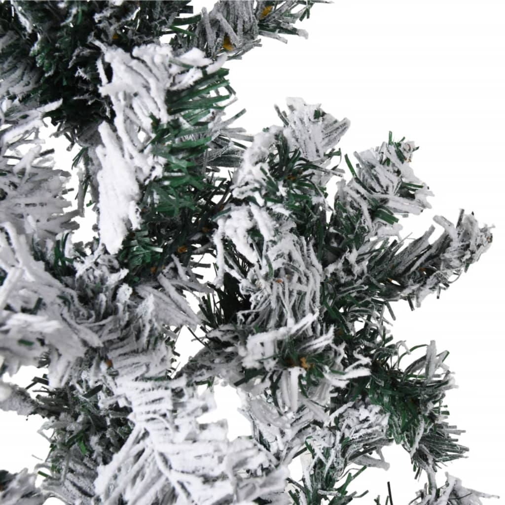 vidaXL mākslīgā Ziemassvētku egle ar sniegu, šaura, pusapaļa, 180 cm