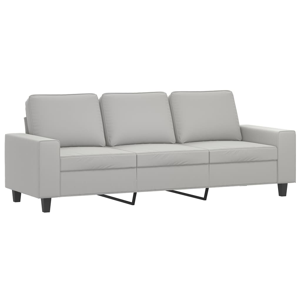 vidaXL trīsvietīgs dīvāns, 180 cm, gaiši pelēks mikrošķiedras audums