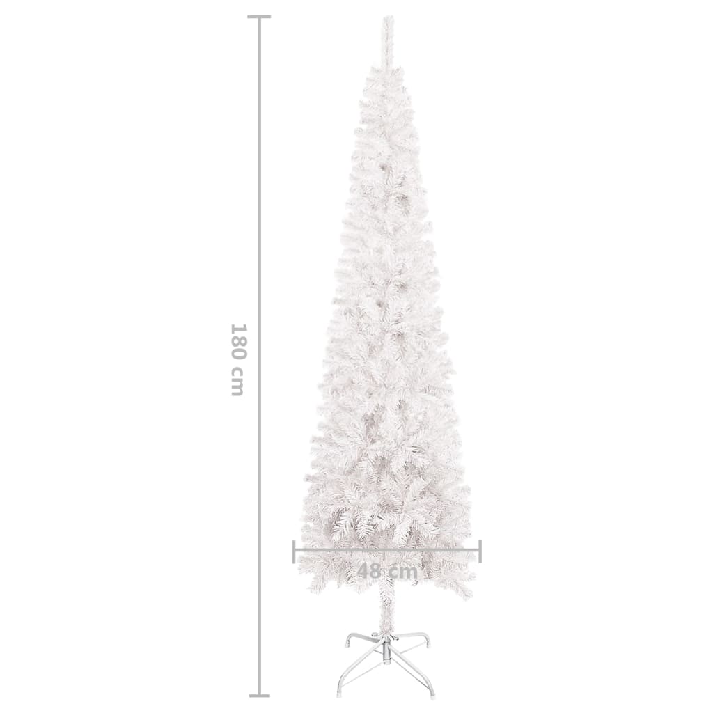 vidaXL izgaismota Ziemassvētku egle ar rotājumiem, balta, 180 cm