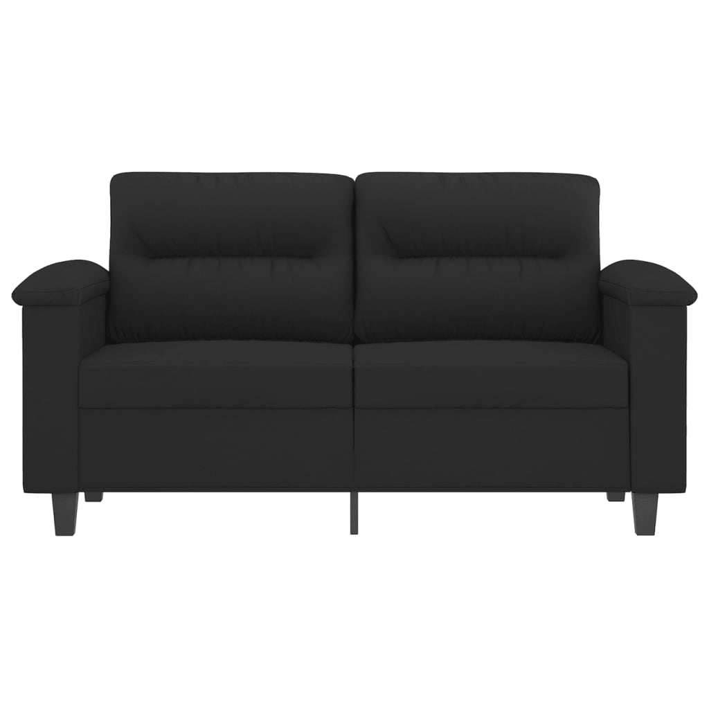vidaXL divvietīgs dīvāns, 120 cm, melns mikrošķiedras audums