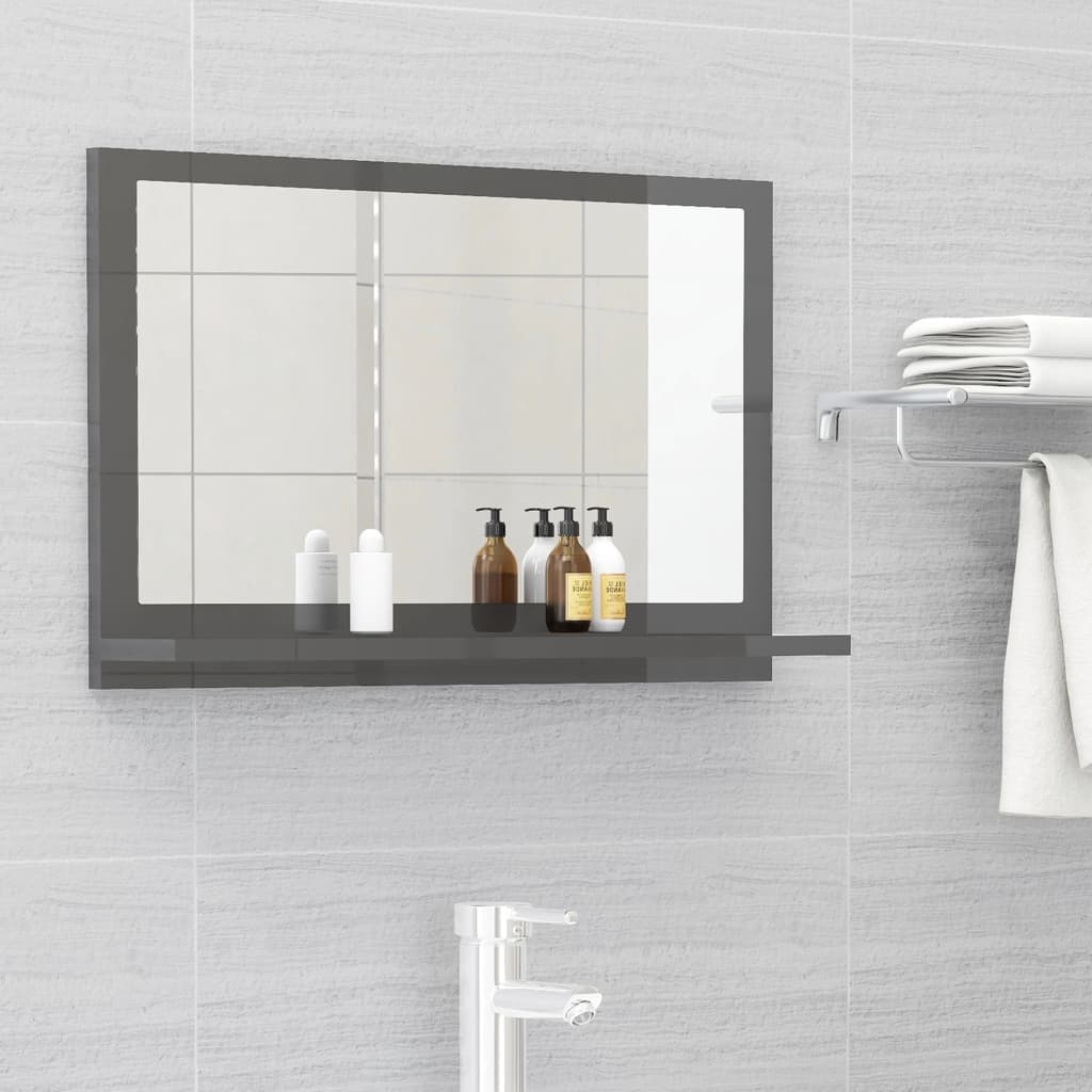 vidaXL vannasistabas spogulis, spīdīgi pelēks, 60x10,5x37 cm