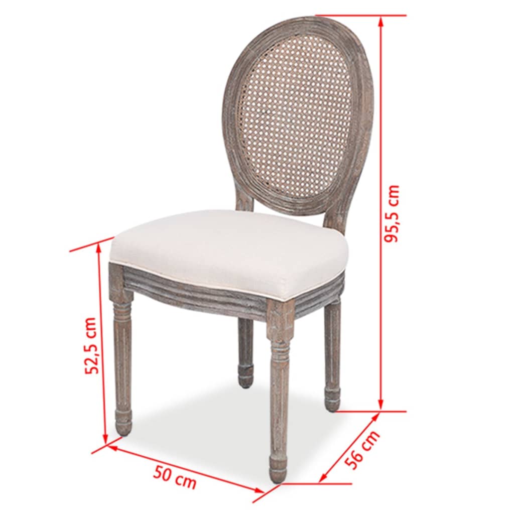 vidaXL virtuves krēsli, 2 gab., krēmkrāsas audums