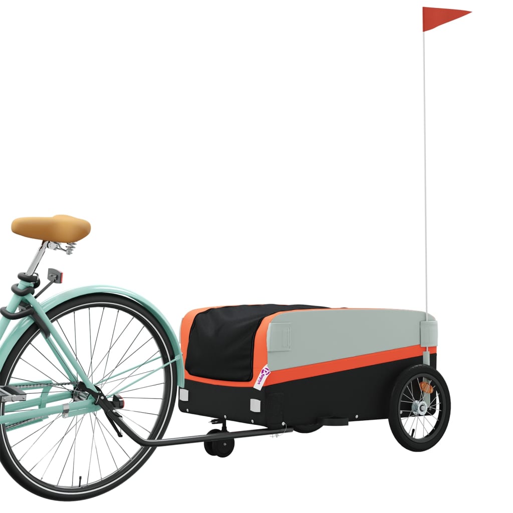 vidaXL velosipēda piekabe, 45 kg, melna un oranža, dzelzs