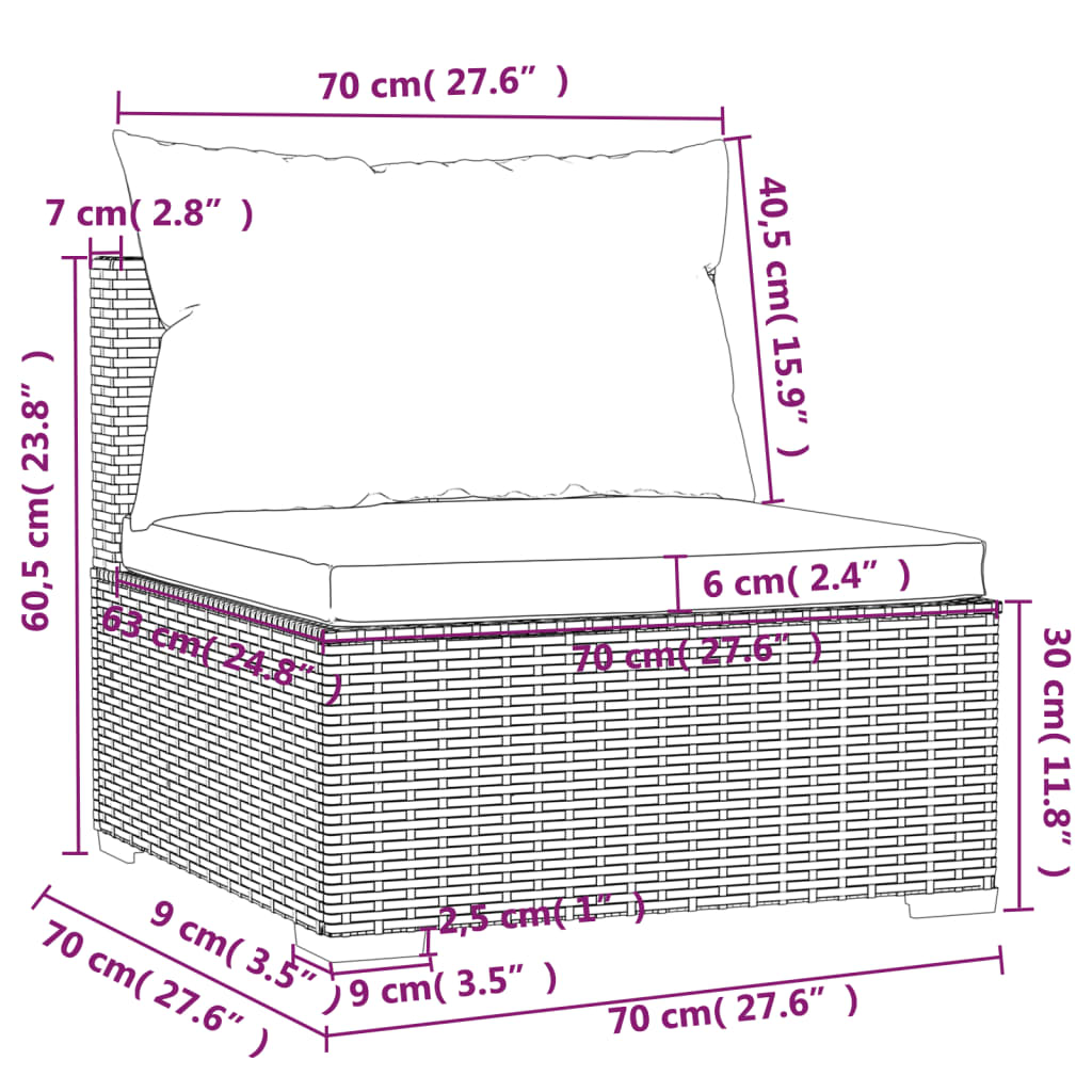 vidaXL 12-daļīgs dārza mēbeļu komplekts, matrači, melna PE rotangpalma