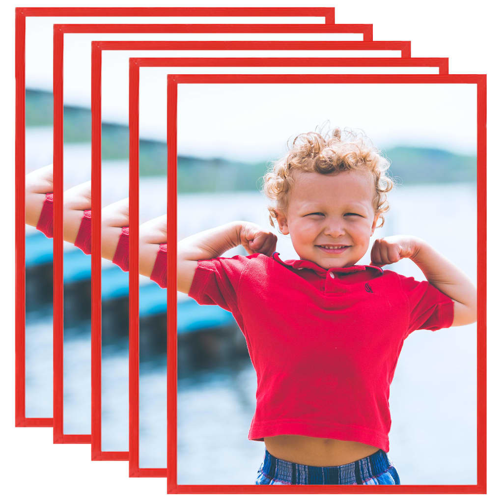 vidaXL foto rāmji, 5 gab., sienai vai galdam, sarkani, 50x60 cm, MDF