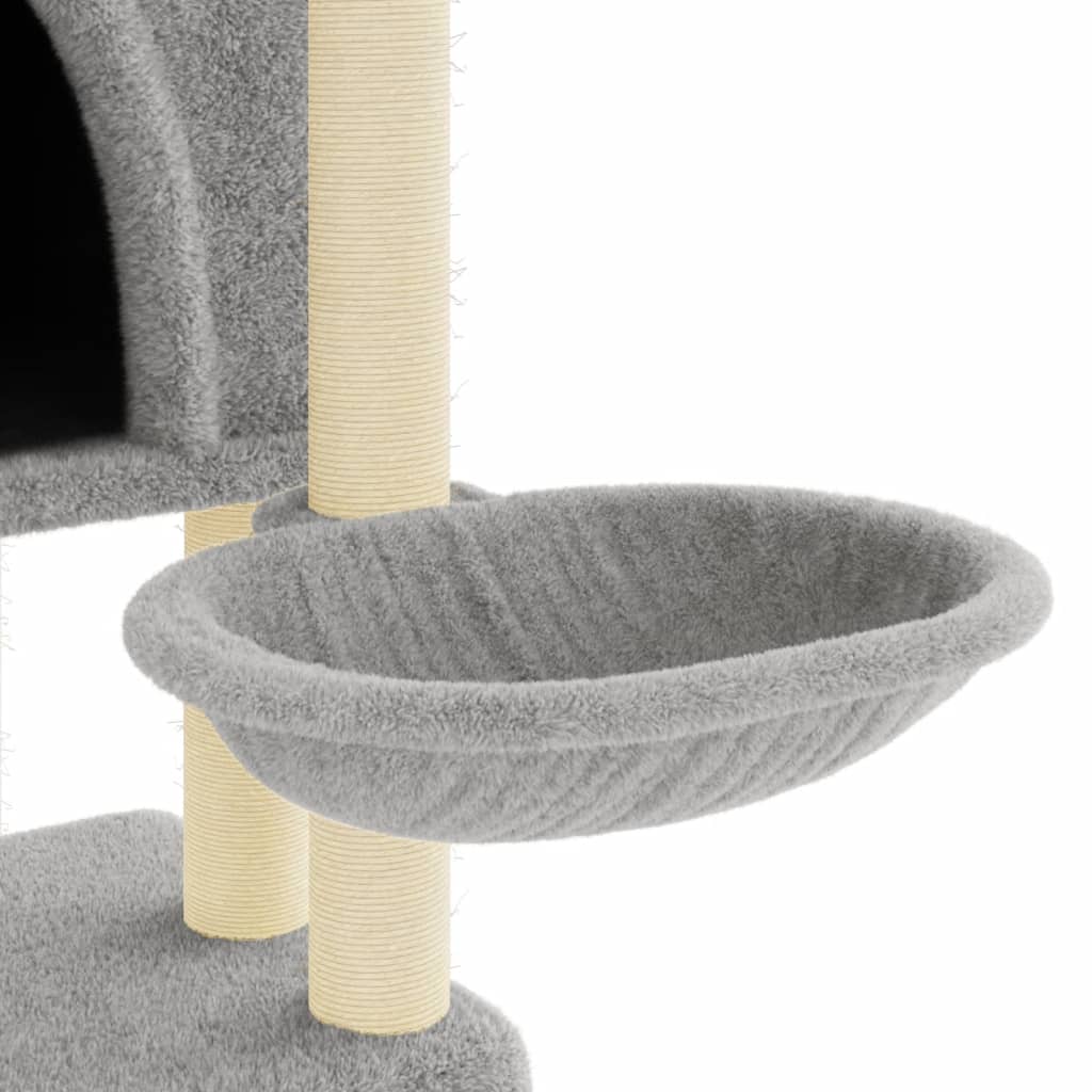 vidaXL kaķu māja ar sizala stabiem nagu asināšanai, 180 cm, pelēka
