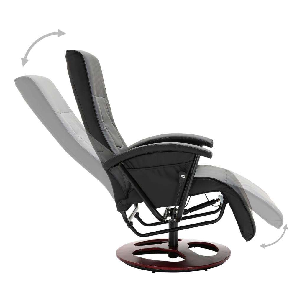 vidaXL grozāms atpūtas krēsls, melna mākslīgā āda