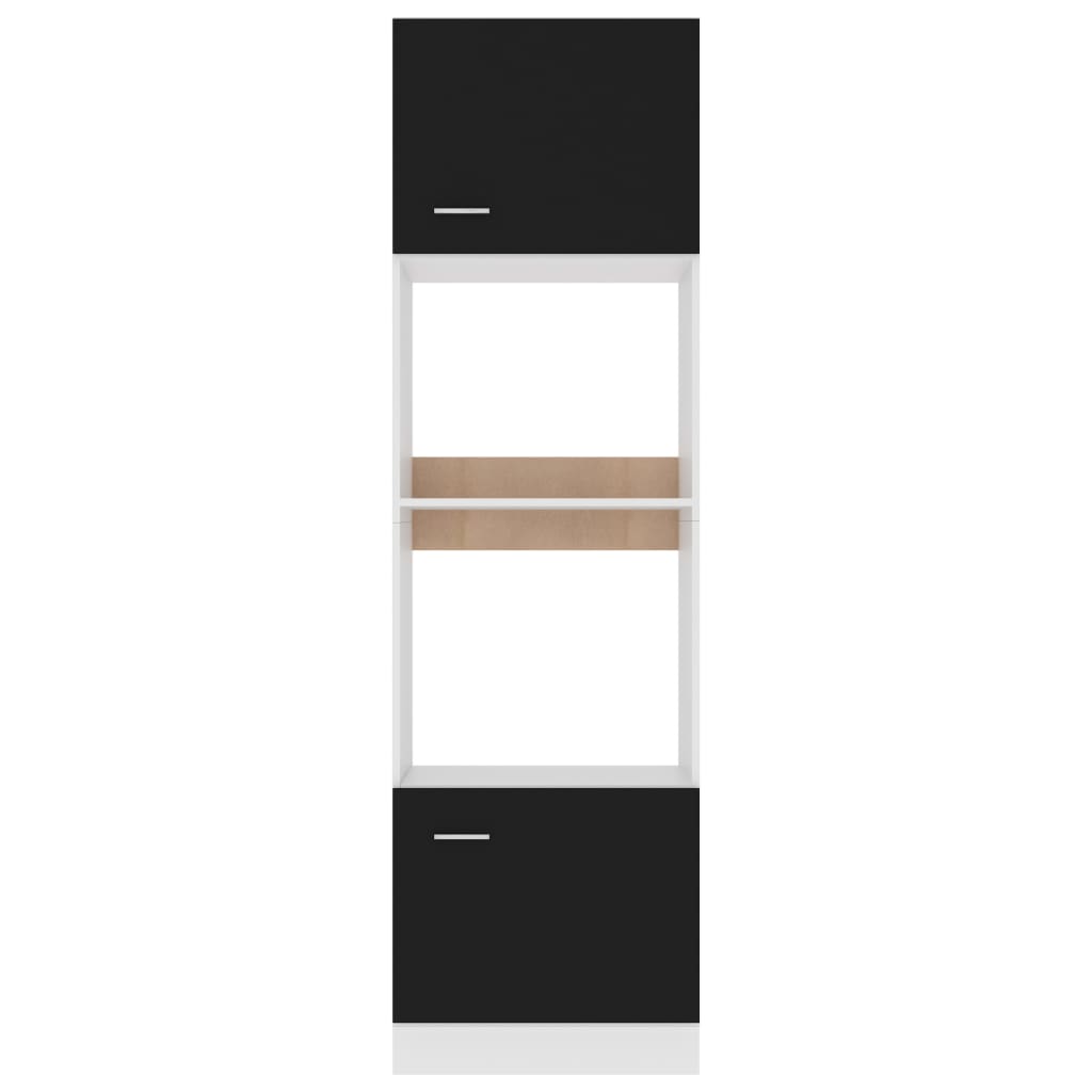 vidaXL mikroviļņu krāsns skapītis, melns, 60x57x207 cm, skaidu plāksne