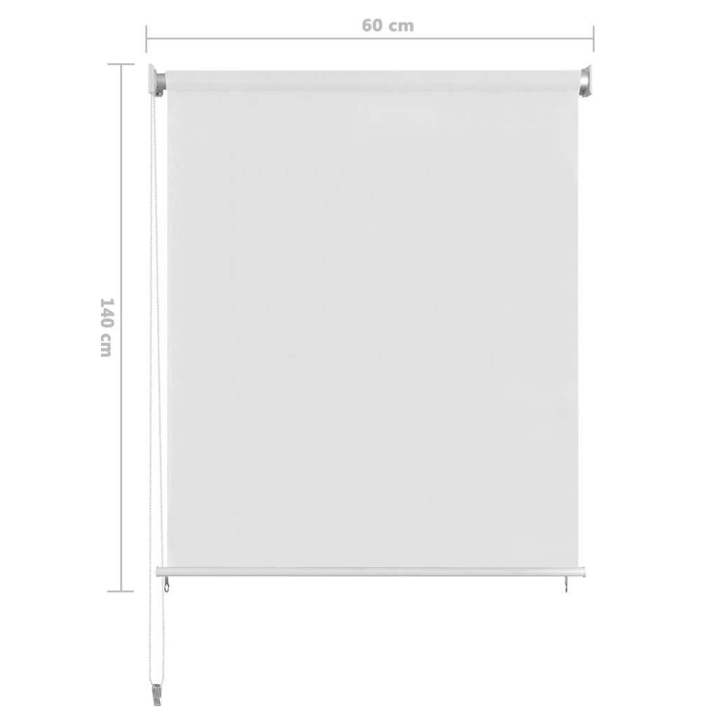 vidaXL āra ruļļu žalūzijas, baltas, 60x140 cm, HDPE