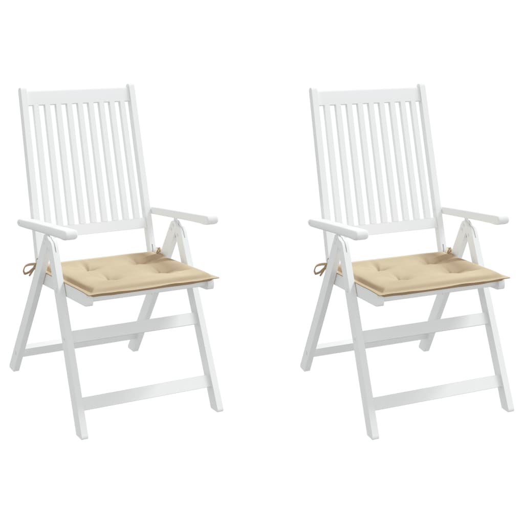 vidaXL dārza krēslu spilveni, 2 gab., bēši, 40x40x3 cm, audums