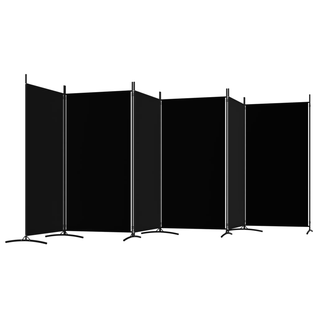 vidaXL 6-paneļu istabas aizslietnis, 520x180 cm, melns audums