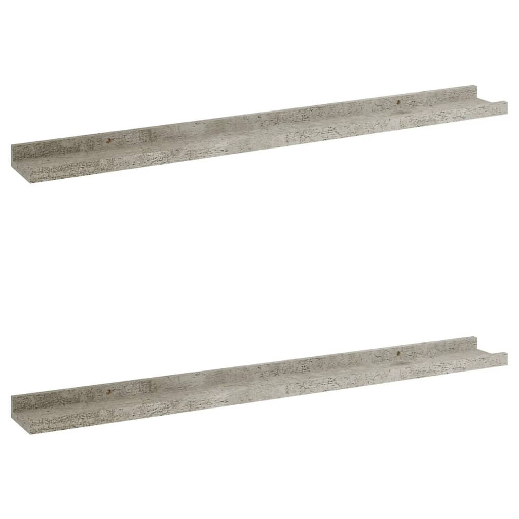 vidaXL sienas plaukti, 2 gab., betona pelēki, 80x9x3 cm