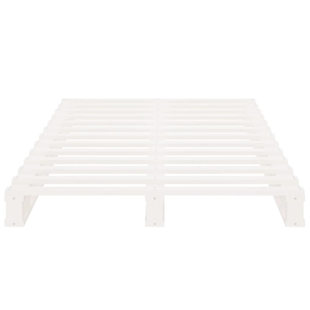 vidaXL palešu gulta, balta, 75x190 cm, priedes masīvkoks, vienvietīga