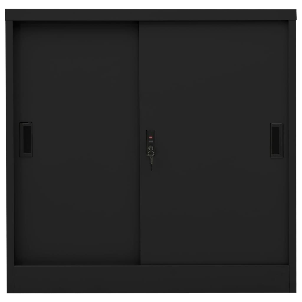 vidaXL biroja skapis ar bīdāmām durvīm, 90x40x90 cm, melns tērauds