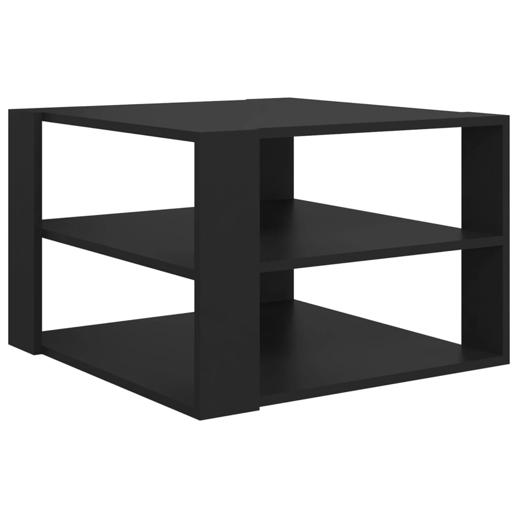vidaXL kafijas galdiņš, melns, 60x60x40 cm, skaidu plāksne