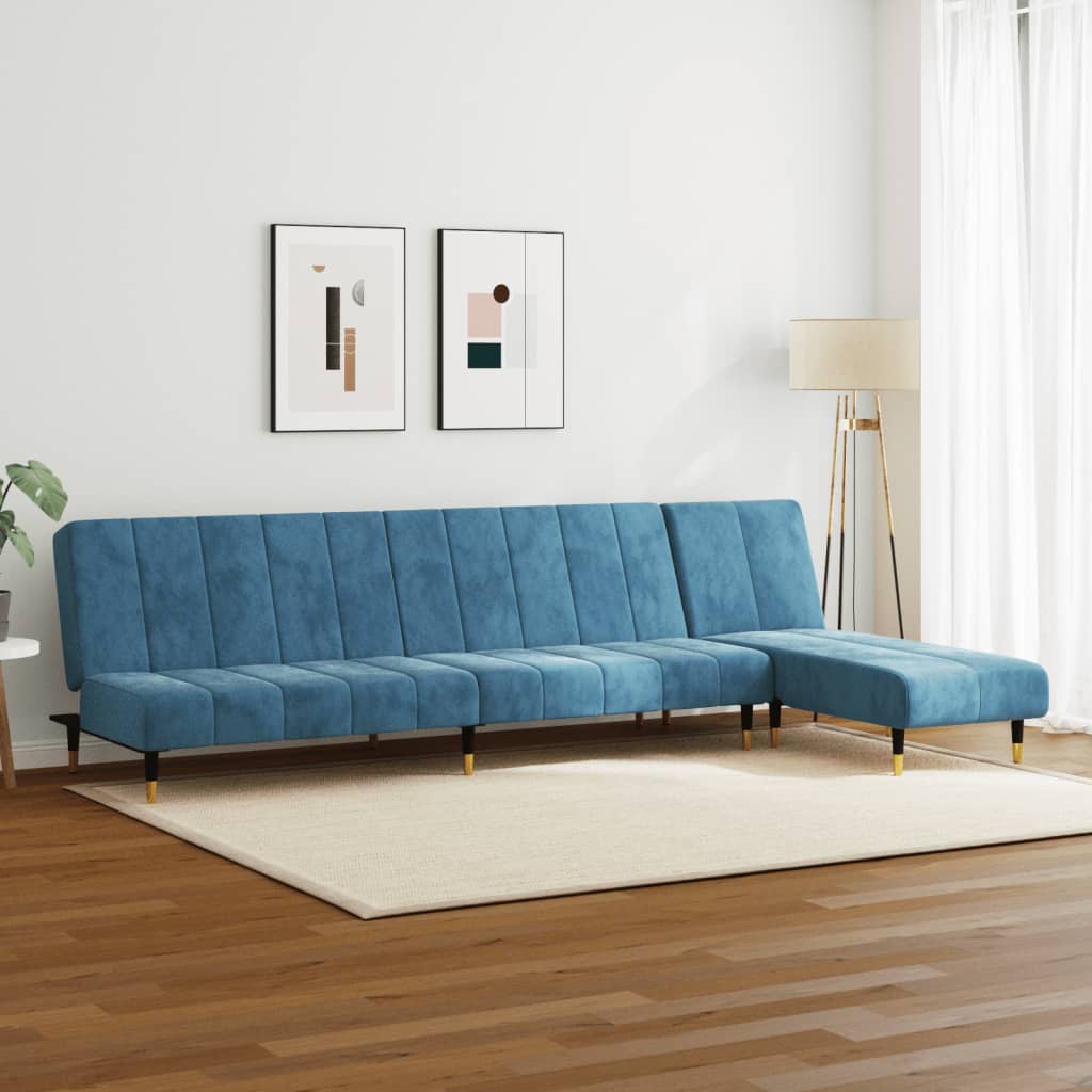 vidaXL divdaļīgs dīvānu komplekts, zils samts
