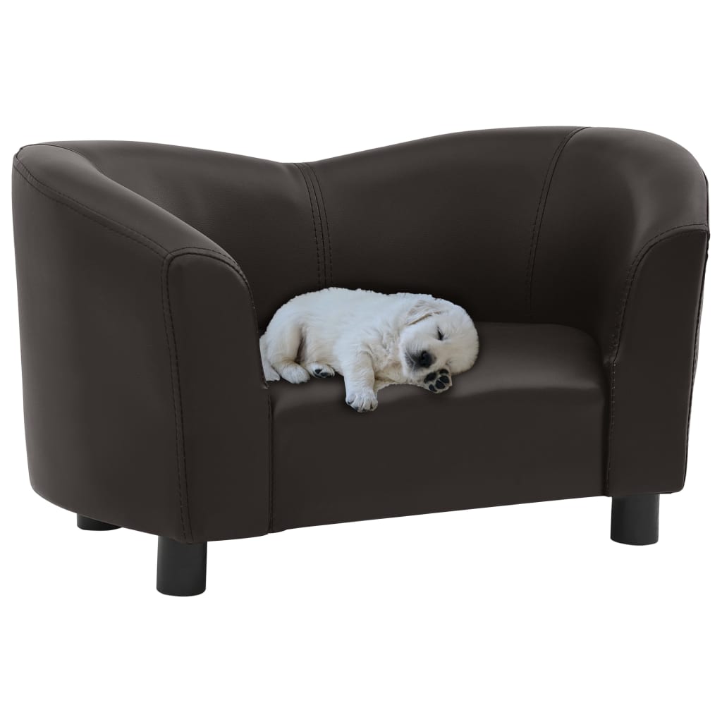 vidaXL suņu dīvāns, brūns, 67x41x39 cm, mākslīgā āda