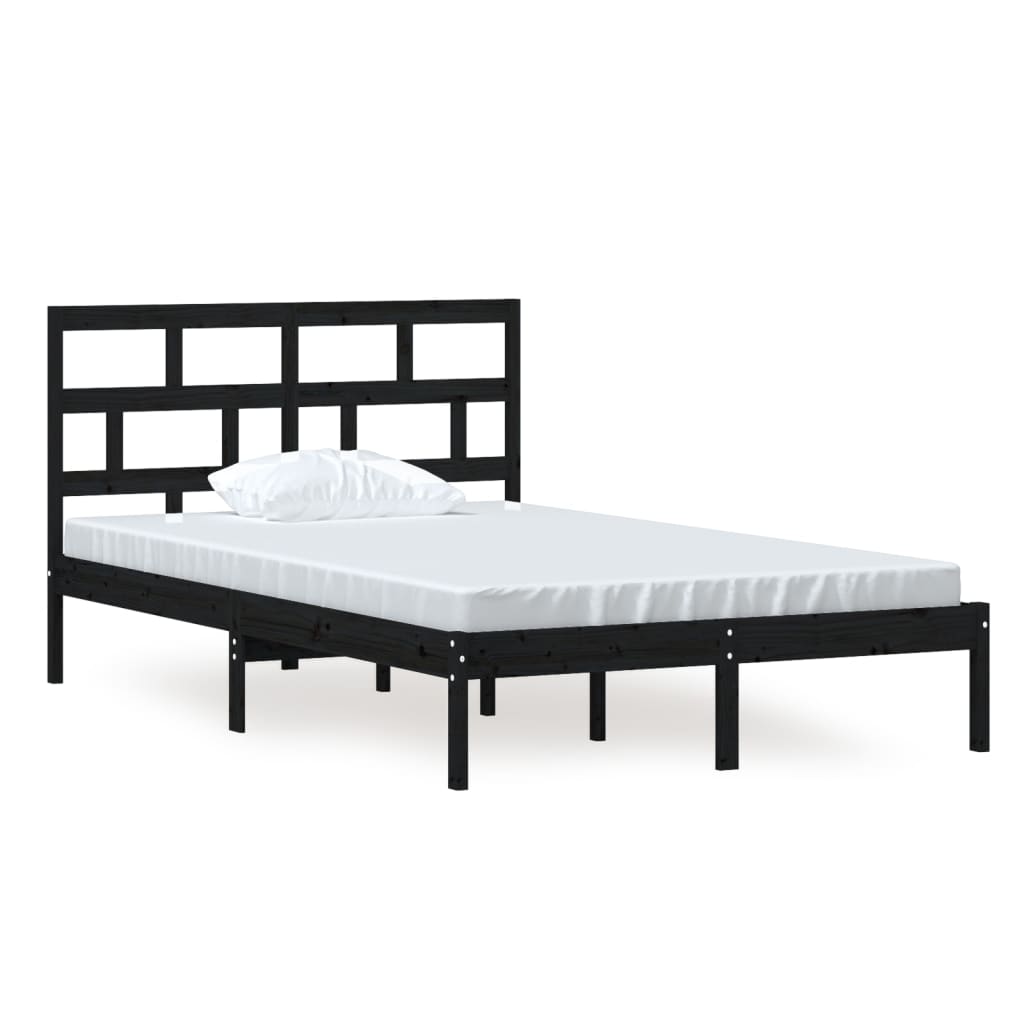 vidaXL gultas rāmis, melns, priedes masīvkoks, 120x200 cm