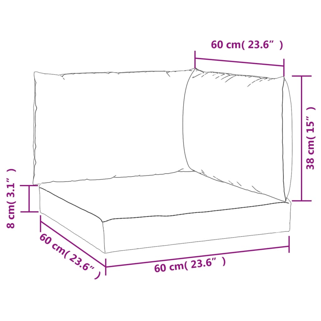 vidaXL palešu dīvānu matrači, 3 gab., audums ar lapu apdruku