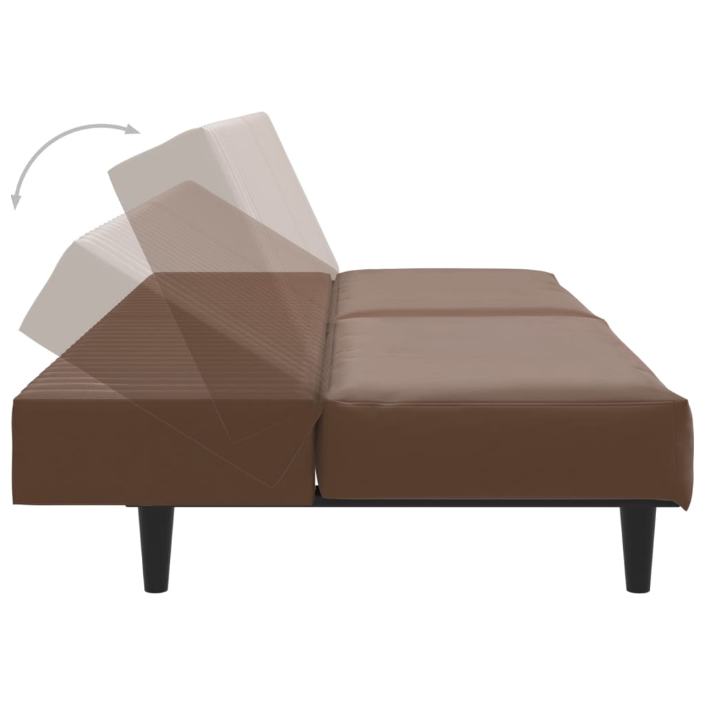 vidaXL 2-vietīga dīvāngulta, brūna mākslīgā āda