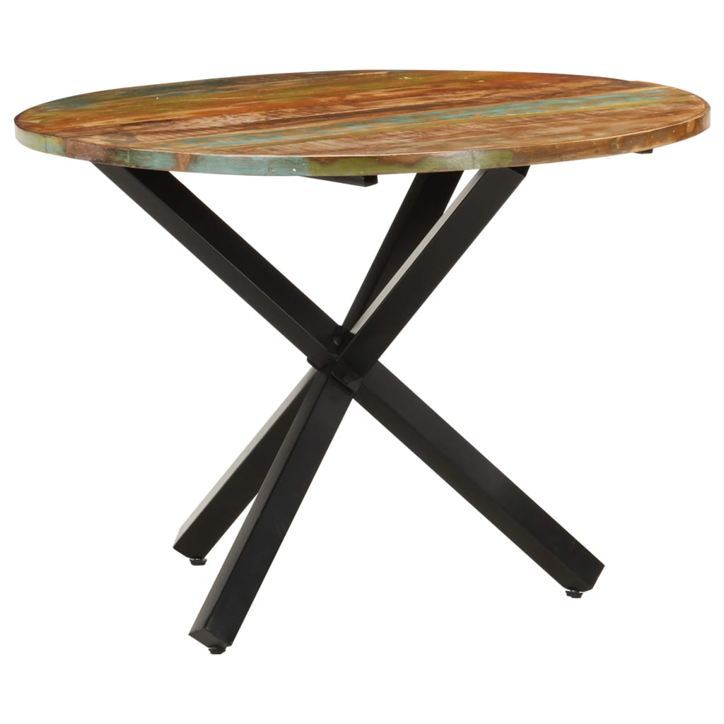 vidaXL virtuves galds, apaļš, 100x100x75 cm, pārstrādāts masīvkoks