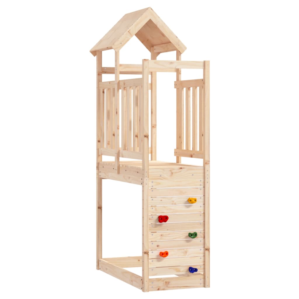 vidaXL rotaļu tornis, klinšu siena, 53x110,5x214 cm, priedes masīvkoks
