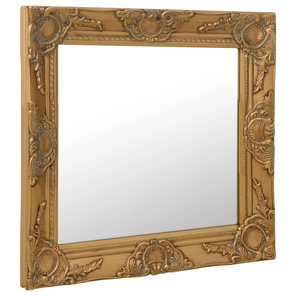 vidaXL baroka stila sienas spogulis, 60x60 cm, zelta krāsā