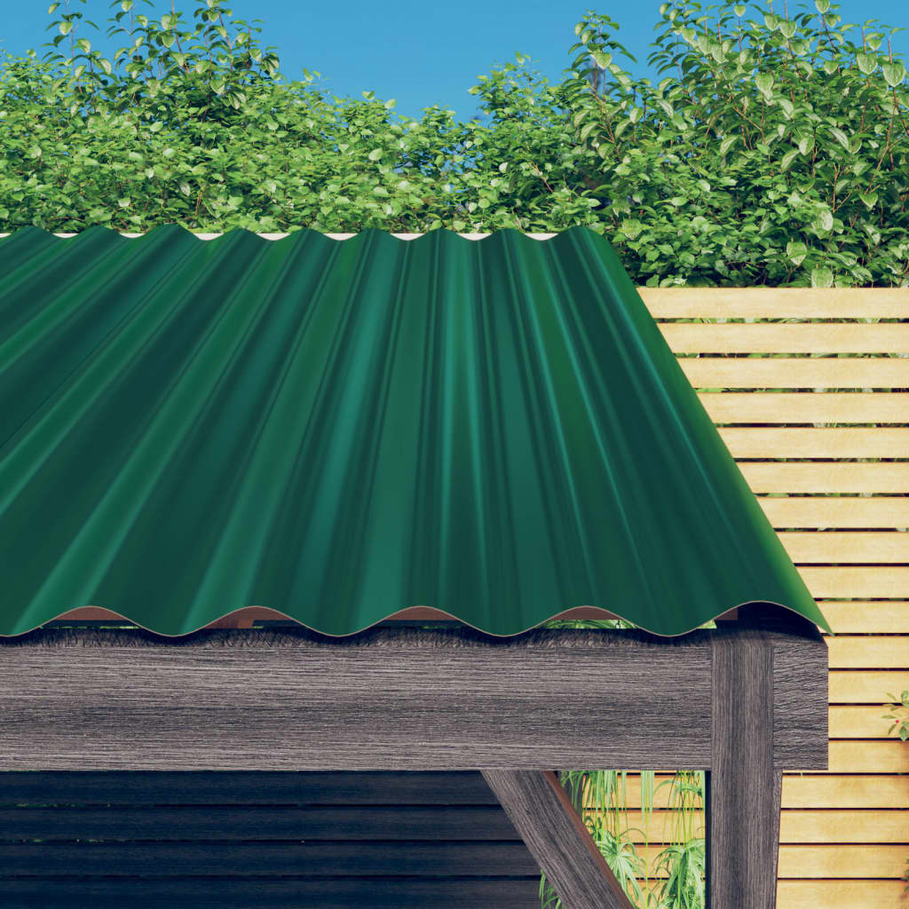 vidaXL jumta paneļi, 36 gab., pulverkrāsots tērauds, zaļi, 60x36 cm