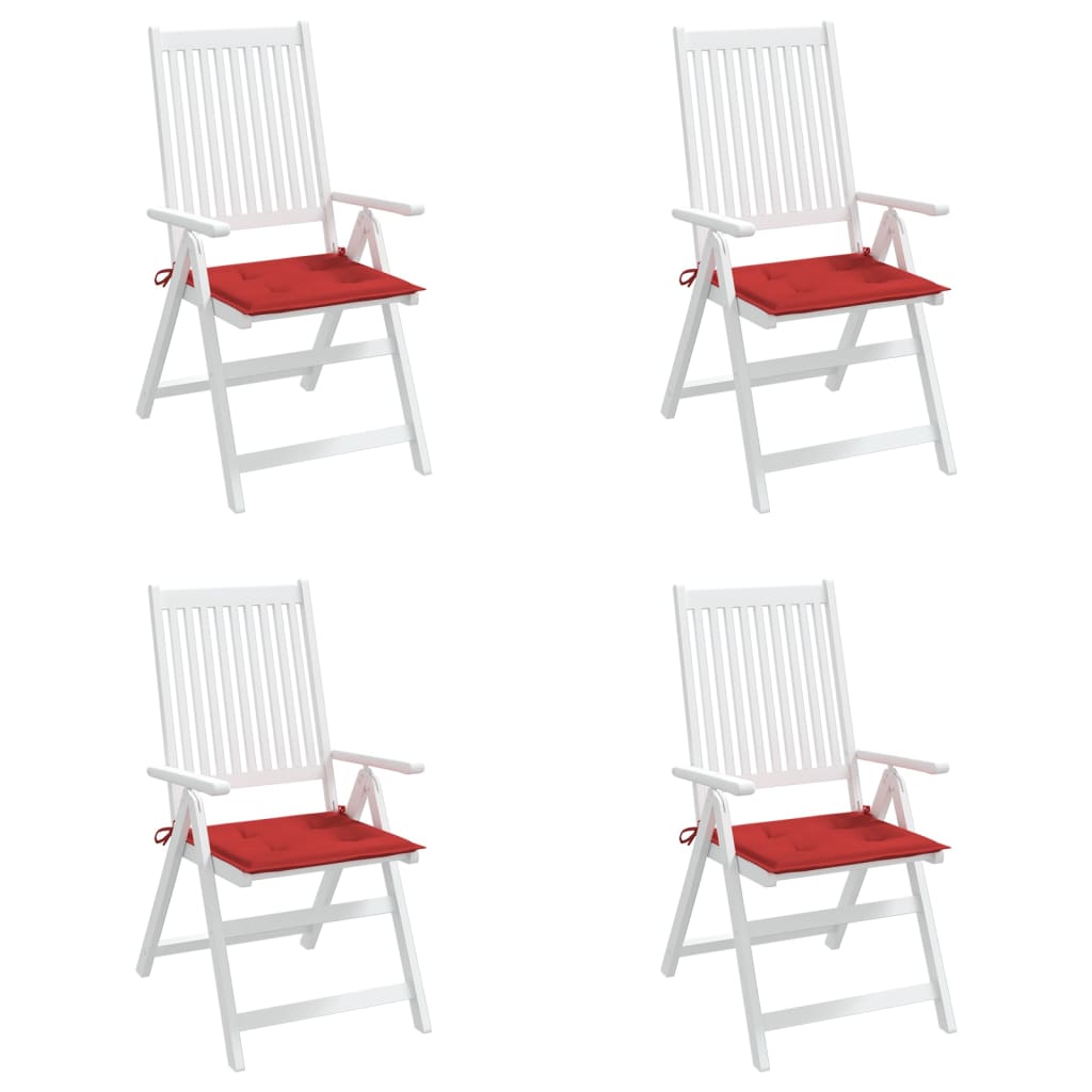 vidaXL dārza krēslu spilveni, 4 gab., sarkani, 40x40x3 cm, audums