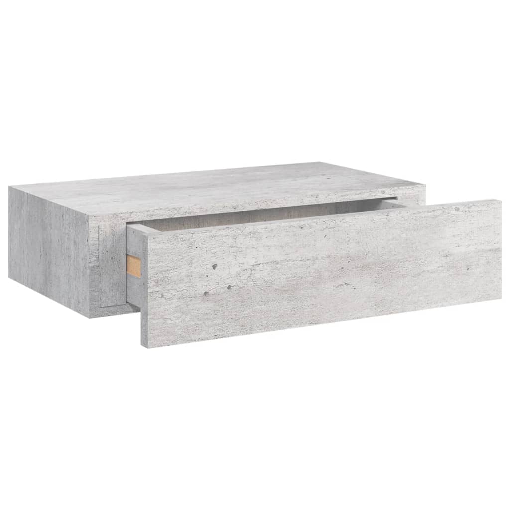 vidaXL sienas atvilktņu plaukts, betona pelēks, 40x23,5x10 cm, MDF
