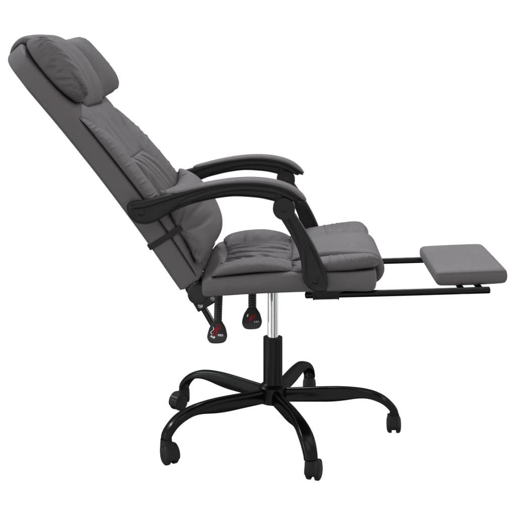 vidaXL biroja krēsls, atgāžams, pelēka mākslīgā āda
