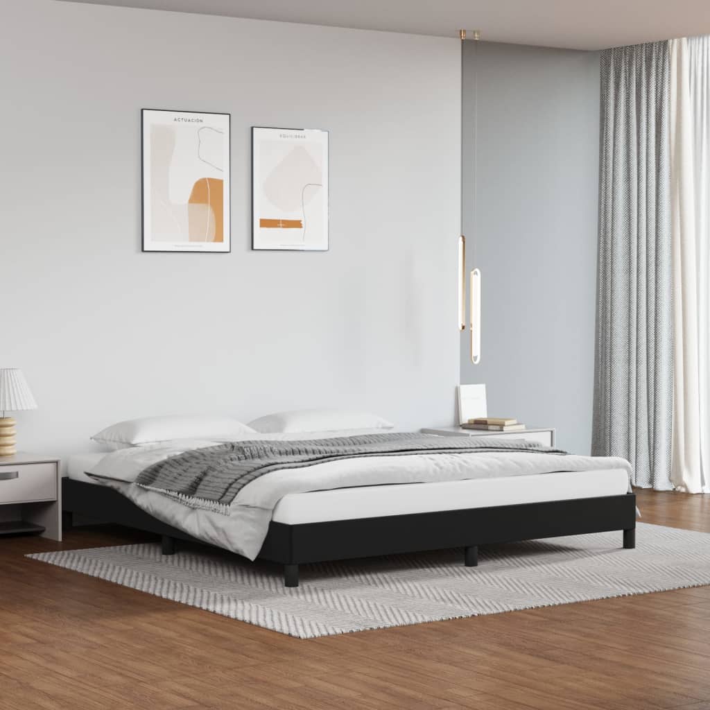 vidaXL gultas rāmis, melns, 180x200 cm, mākslīgā āda