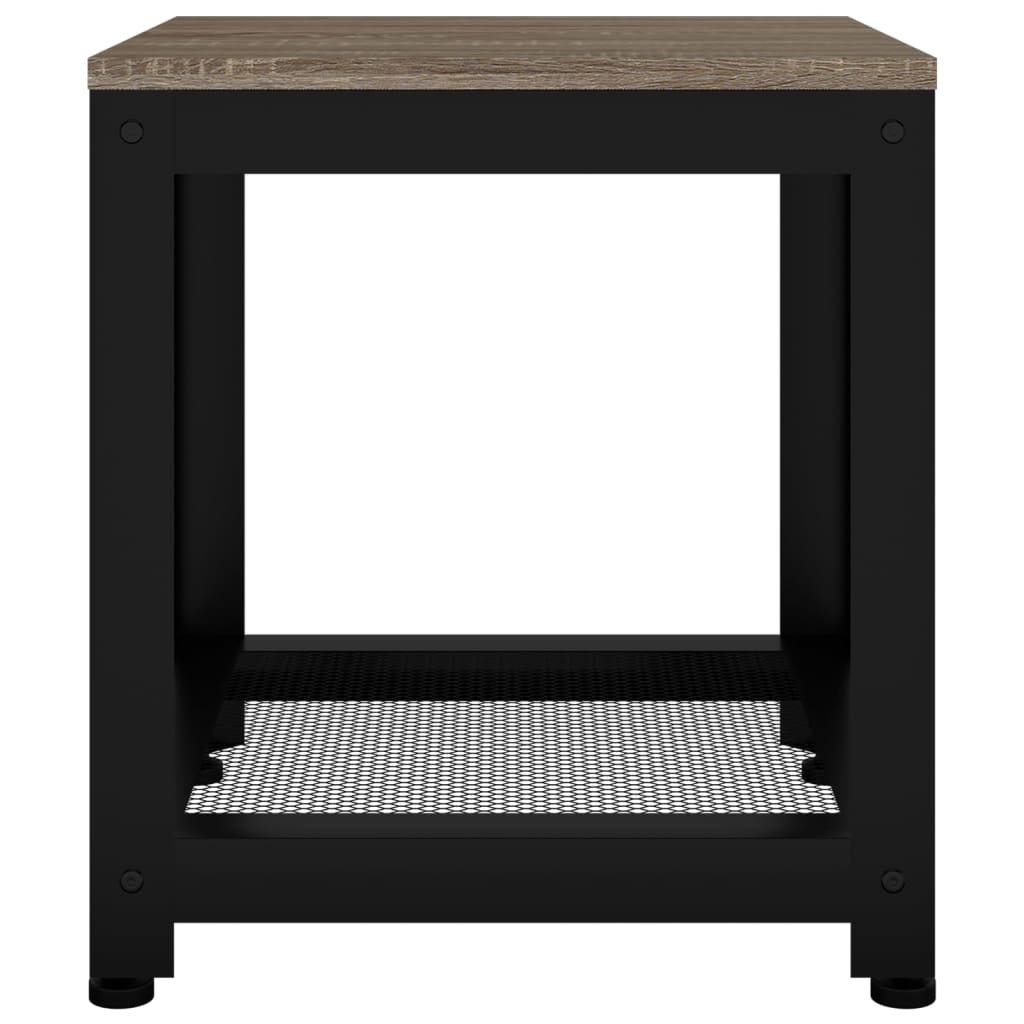 vidaXL kafijas galdiņš, 40x40x45 cm, MDF, dzelzs, pelēks, melns