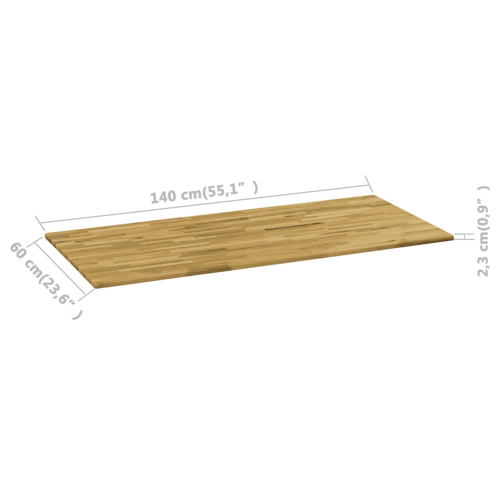 vidaXL galda virsma, 140x60cm, 23mm, taisnstūra forma, ozola masīvkoks